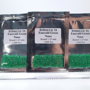 1.25mm Heat Resistant Lab Created Emerald Green Nano Crystal Gem Loose Stone Round Cut