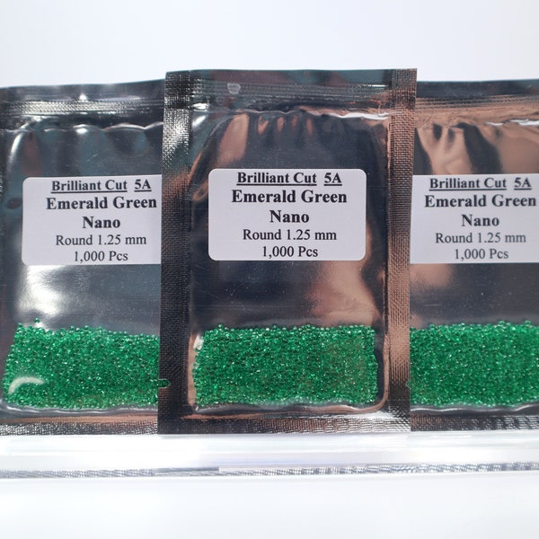 1.25mm Heat Resistant Lab Created Emerald Green Nano Crystal Gem Loose Stone Round Cut