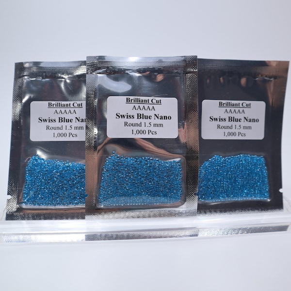 Lab Created Swiss Blue Topaz Nano Crystal Heat Resistant Nano Swiss Topaz Blue loose Stones Round Cut 1.4-3.0mm #SwBD