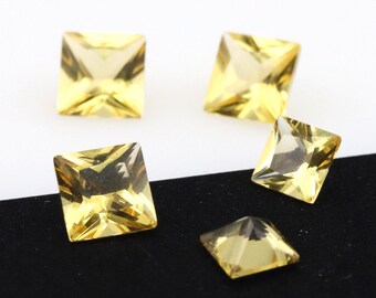 Quadrat Prinzessin Golden Yellow Citrin Nano Kristall Hitze Beständiger Synthetischer Citrin Lab Edelsteine (#CVE)