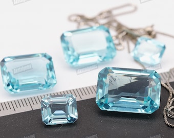 Blau Grüner Aquamarin Nano Kristall Edelstein: Hitzebeständiger Künstlich Aquamarin Lab Octagon Cut 6 x 8 mm-13 x 18 mm