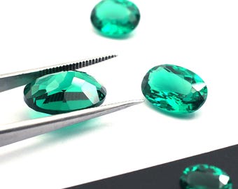 Oval Smaragd Blau Medium Nano Kristall Ofen Proof Synthetischer Smaragd Lab Edelstein GrM5