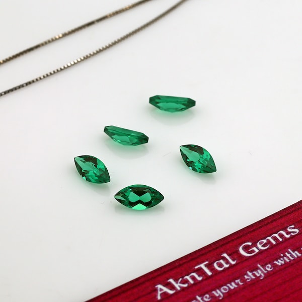 Lab Created Emerald Green Nanocrystal Heat Resistant Loose Gemstone Marquise Cut Green M. MQ