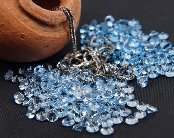 Round Topaz Swiss Blue Light Nano Crystal Heat Resistant Synthetic Gemstone 2.0-5.5mm SwBL