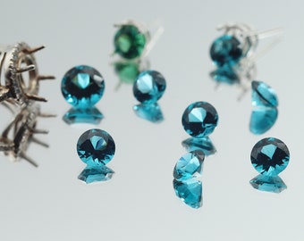 Tourmaline Round Cut Teal Blue Nano Crystal Heat Resistant Synthetic Lab Grade Gemstone (4-15mm)