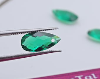 Emerald Oval & Pear Briolette Cut Green Nano Crystal Synthetic Loose Lab Stones for jewelry
