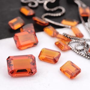 3x5mm-6x8mm Step Cut Octagon Madeira Citrine Nano Crystal Heat Resistant Citrine Nano Loose Stones  #CD4