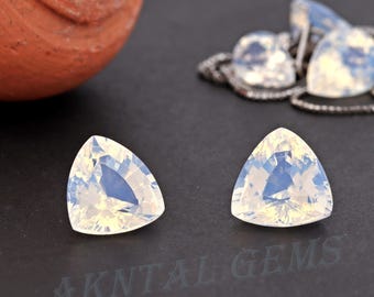 Trillion Opal White Moonstone Nano Crystal Heat Resistant Artificial Opal Lab Loose Gemstone 6mm-14mm