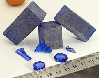 Gemma di nano cristallo zaffiro blu scuro creato in laboratorio Resistente al calore sfaccettatura Pietre sciolte grezze (dimensioni di taglio fino a 12,0 mm) #D7