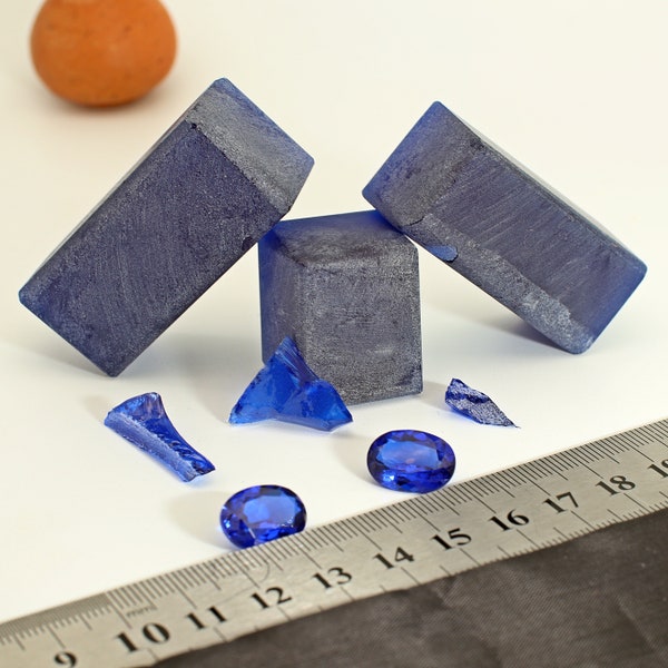 Lab Created Sapphire Dark Blue Nano Crystal Gem Heat Resistant Faceting Rough Loose stones (Cutting Sizes Up To 12.0mm) #D7