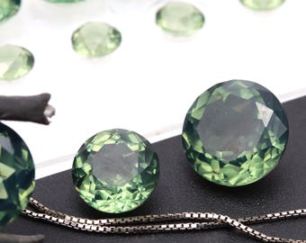 Tourmaline Round Cut Forest Green Nano Crystal Synthetic Gemstone (Heat Resistant 950 Celsius)