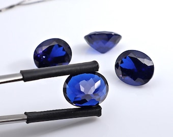 Sapphire Oval Cut Very Dark Blue Loose Crystal Kiln Proof Artificial Gemstone Lab Grown