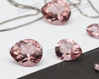 Morganite Pear Cut Salmon Peach Simulated Nano Crystal Heat Resistant Lab Quality Gem