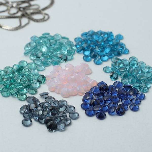1.0-3.0mm Paraiba Tourmaline Mint, Teal, Seafoam Green, Indicolite Blue Nano Crystal Lab Created Round Cut Heat Resistant Loose Stones