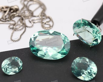 Oval Turmalin Grün Light Nano Kristall hitzebeständige synthetische Turmalin Steine 5 x 7 mm-13 x 18 mm