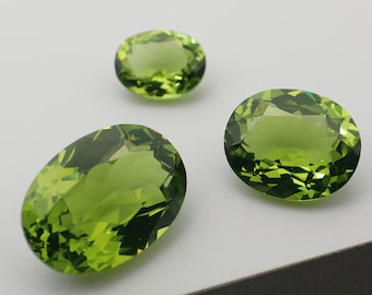 Lab Created Peridot Intense Green Nano Crystal Loose Stones Heat Resistant Peridot Nano Oval Cut 4x6mm-10x14mm