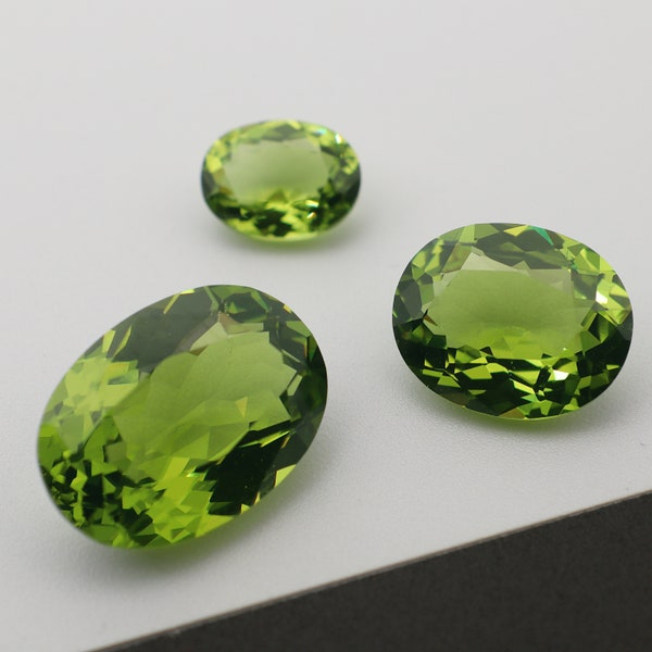 Lab Created Peridot Intense Green Nano Crystal Loose Stones Heat Resistant Peridot Nano Oval Cut 4x6mm-10x14mm