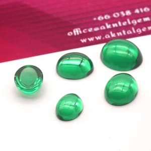 Emerald Green Cabochon Round & Oval Shape Nano Crystal Gem Loose Stone For Jewelry Heat Resistant