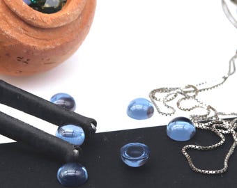 Runder Cabochon Grau-Nachtblau Hell Nano Kristall Hitze Beständiger Synthetischer Edelstein 4.0-10.0 mm #LdBL5