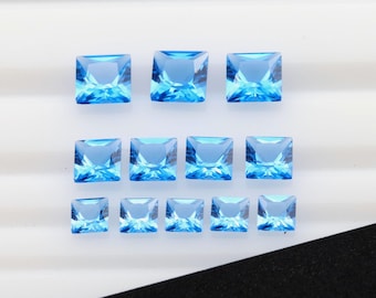 Square Princess Light Swiss Blue Nano Kristall Hitzebeständiger Synthetischer Topas-Lab Stein 4/5/6 mm