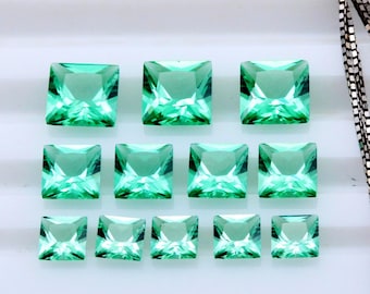 Quadratischer Princess Light Smaragdgrün Nano Kristall hitzebeständiger künstlicher Smaragd-Lab-Stein (4/5/6 mm)
