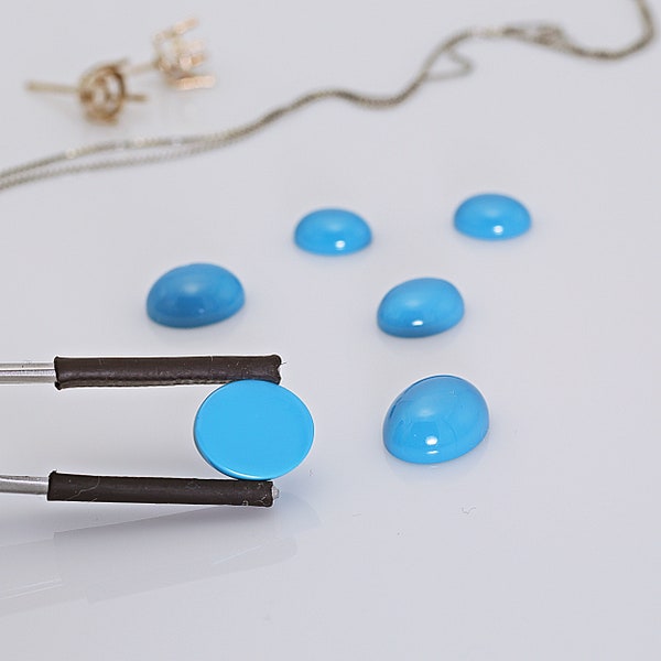 Lab Created Turquoise Blue Light Cabochon Oval Shape Nano Crystal Gems Loose Stone For Jewelry Heat Resistant #2A