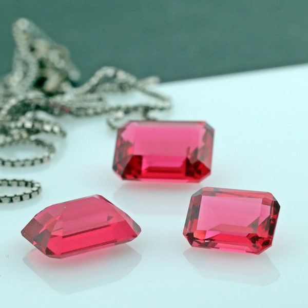 Lab Created Ruby Nano Gems Heat Resistant Loose Gemtones Synthetic Ruby Excellent Octagon Cut