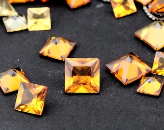 Quadrat Prinzessin Citrin Palmeira Nano Kristall Hitze Resistant Synthetische Citrin Lose Lab Edelsteine 4/5/6 mm (#CM)