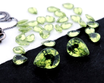 2x3mm-12x16mm Pear Peridot Intense Green Nano Crystal Heat Resistant Nano Peridot Loose Gemstone (PrG)