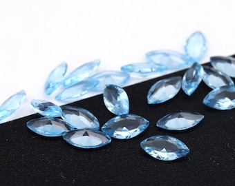Topaz Marquise Cut Swiss Blue Light Nano Crystal Heat Resistant Synthetic Lab Stone (#SwBL)