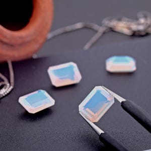 Octagon Yellow White Milky Opal Nano Gems Heat Resistant Fire Opal Loose Stone  Faceted 5x7mm-6x8mm