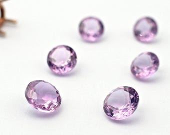 Amethyst Round Cut Lavender Purple Light Nano Crystal Synthetic Loose Lab Stone (2-5.5mm #PK9)