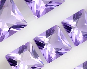 Quadrat Prinzessin Amethyst Licht Nano Kristall Hitze Resistanter Synthetischer Edelstein (4 x 4 mm-6 x 6 mm)