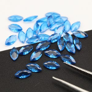 2x4mm-3x6mm Marquise Swiss Blue Dark Nano Crystal Heat Resistant Synthetic Nano Topaz Blue Loose  Lab Stone #SwBD