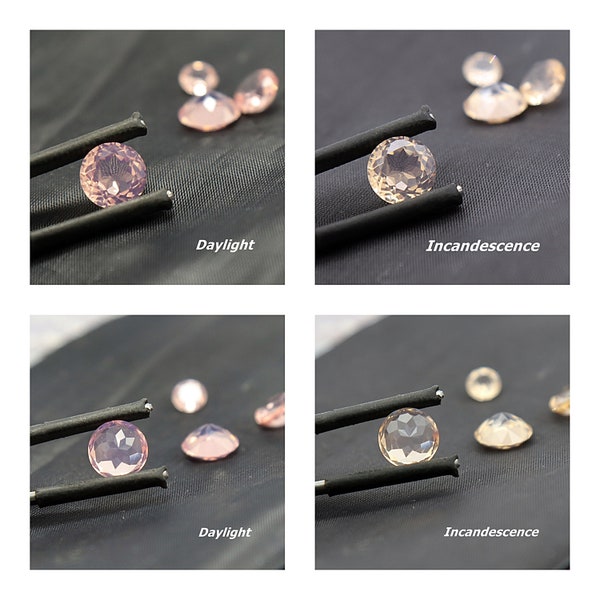 4.0-10.0mm Alexandrite Color Change Morganite Peachy To Light Pink Nano Gem Crystal Heat Resistant Loose Stone Round Cut (#PE/LP)