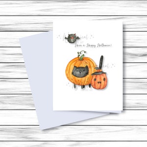 Cute Halloween Card, Halloween Cat Card, Cat Lover Card, Halloween Card for Kids, Printable Halloween Greeting Card, Pumpkin Card