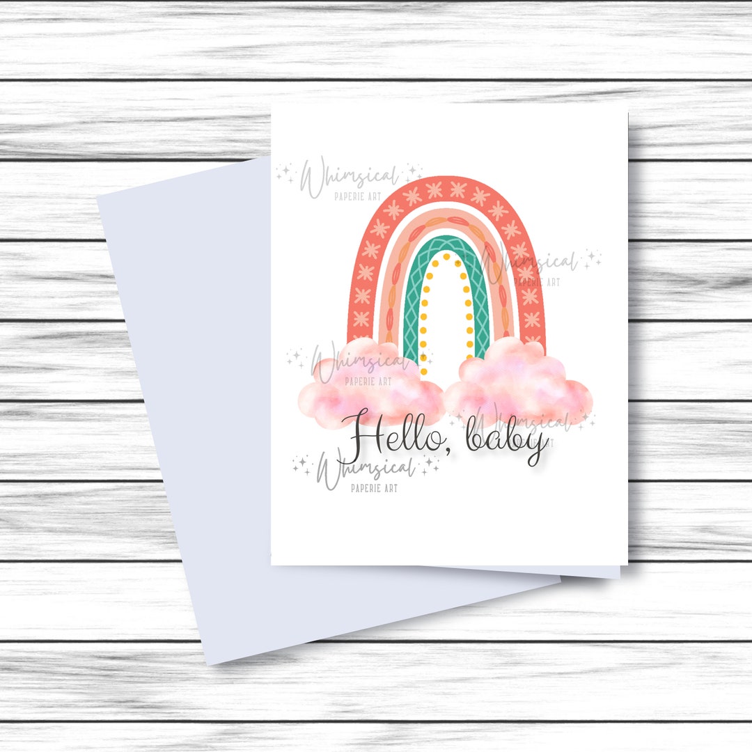 Rainbow Baby Card Boho Baby Congrats Baby Shower Card for Etsy