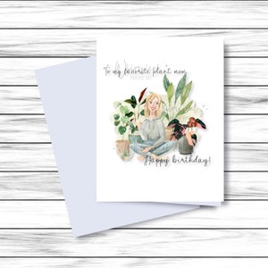 Carte d’anniversaire pour plant Mom de fille, Notes d’anniversaire imprimables pour les femmes, Carte Plant Mama, Carte birthay pour ami Drôle