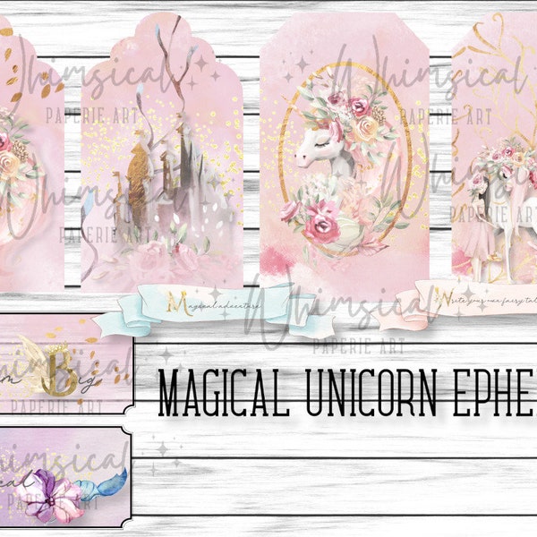 Unicorn Ephemera, Magical Unicorn Journal Kit, Unicorn Junk Journal Printable, Unicorn Journal Ephemera, Christmas Gift for Women