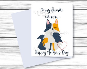 Cat Mom Card, Mothers Day Card Cat, Printable Mothers Day Card, Card for Cat Mama, Cat Mom Mothers Day Card, Card for Friend