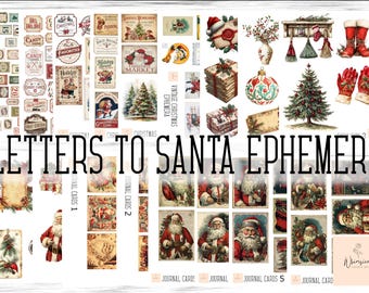 Letters to Santa Printable Junk Journal Kit, Christmas Journal Pages, Santa Junk Journal, Digital Paper Pack, Christmas Ephemera, Santa Tags