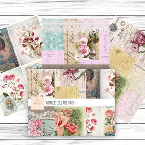 Junk Journal Pages Paper Ephemera Pack, Digital Collage Pages, Junk Journal Ephemera, Printable Journal Pages, Vintage Junk Journal
