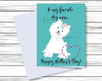 Dog Mom Card Printable, Digitale Moederdag Kaart, Hond Kaart voor Moeder, Happy Moeders Dag Kaart, Kaart voor Hond Mama, Moederdag Notecard