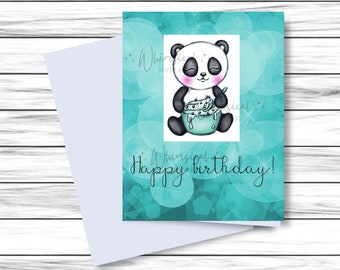 Panda Birthday Card, Printable Birthday Card for Daughter, Sister Birthday Card Digital Download, Niece Birthday Card