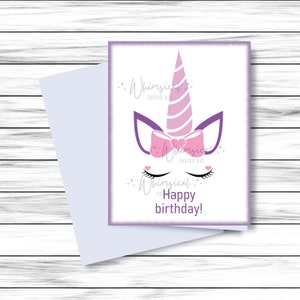 Unicorn Birthday Card per ragazza, Biglietto di compleanno stampabile per figlia, Sister Birthday Card Digital Download, Niece Birthday Card