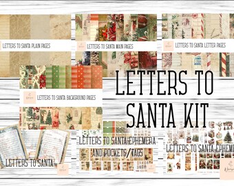 Letters to Santa Printable Junk Journal Kit, Christmas Journal Pages, Santa Junk Journal, Digital Paper Pack, Christmas Papers, Santa Paper