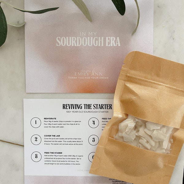 SOURDOUGH BASICS KIT | 100+ Year Old Dried Organic Sourdough Starter & Digital Sourdough Guide | Step by Step Instructions, Easy Recipe