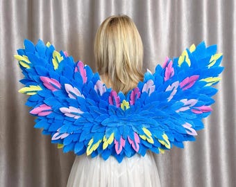 Ailes colorées arc-en-ciel pour festival, ailes lumineuses pour déguisement, ailes de papillon de défilé, accessoire de créature pour cosplay, accessoires de fierté éclatante