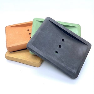 Betonnen zeepbakje, retro, halverwege de eeuw modern, aftappende zeephouder, cement, moderne zeepbakje, badkameraccessoires, zeepbakje, minimalistisch