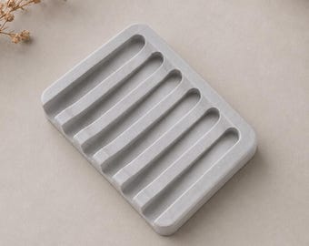 Handmade Concrete Soap Dish: Modern Draining Soap Tray